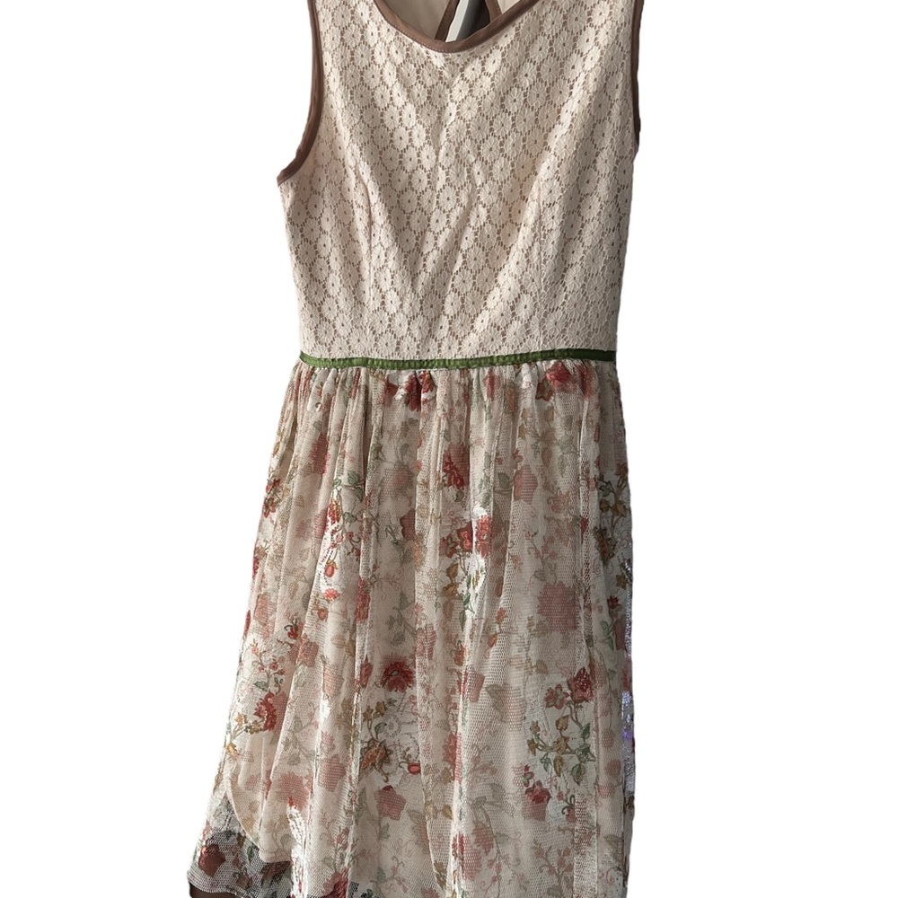 Mystic Tie Backnit Lace Skirt Dress Cottagecore Fairy Sz M Zipper on Side. - Picture 2 of 13